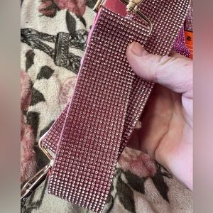Pink rhinestone strap. Could be used for bag, guitar, camera
